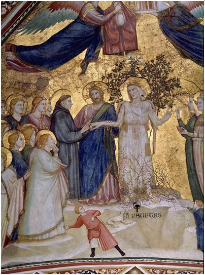 Allegoria della Povertà, (dettaglio) 1315 circa, attribuito al "Parente di Giotto" e al "Maestro delle vele"