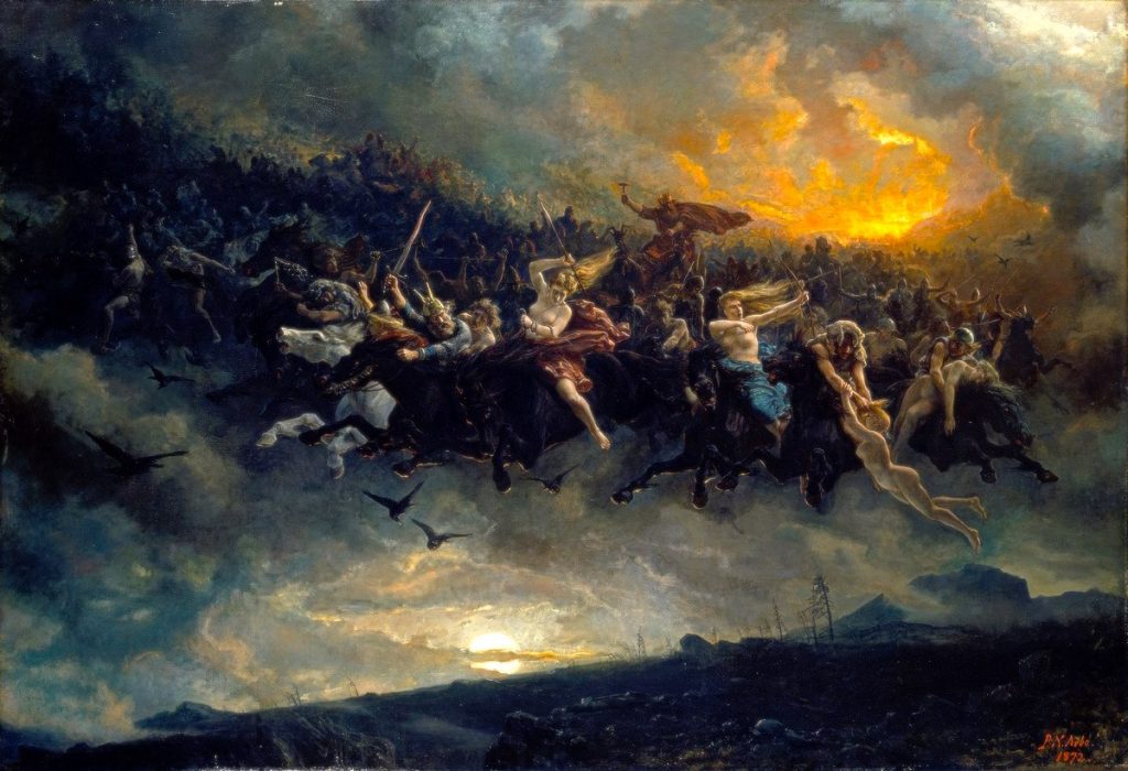 Peter Nicolai Arbo, La caza salvaje de Odin (La caccia selvaggia di Wotan/Odino) 1872, Galleria nazionale di Oslo