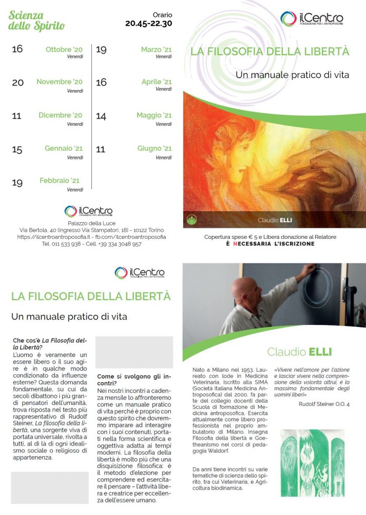 Claudio Elli Filosofia Della Libertà 2020-2021 locandina