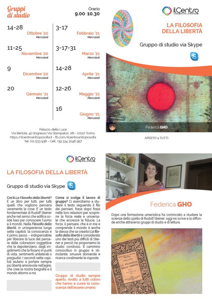 Filosofia della Liberta Federica Gho 2020-2021 locandina