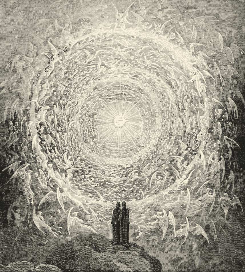 Dante e Beatrice contemplano l'Empireo (Paradiso - canto 31) - illustrazione di Gustave Doré