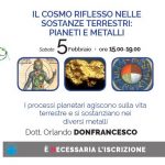 IL COSMO RIFLESSO NELLE SOSTANZE TERRESTRI: PIANETI E METALLI - Con Orlando DONFRANCESCO - Sabato 5 Febbraio 2022