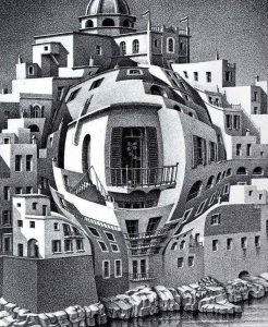 Escher. Balcone, 1945. Litografia