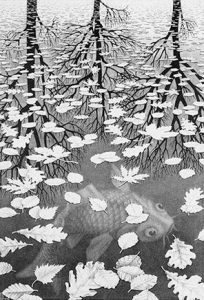 Tre mondi. Maurits Cornelis Escher, 1955, litografia