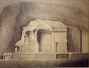 Disegno di uno scorcio del secondo Goetheanum