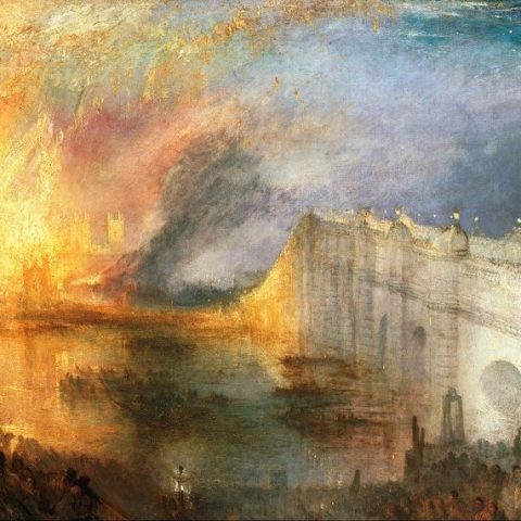 William Turner, L'incendio delle Camere dei Lord e dei Comuni, olio su tela, 1834