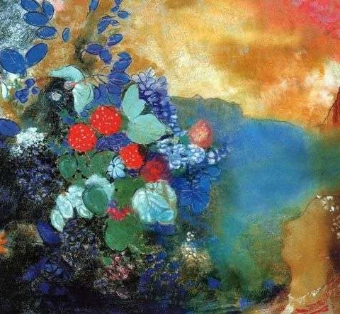 Odilon Redon, Ofelia tra i fiori, pastello, 1905