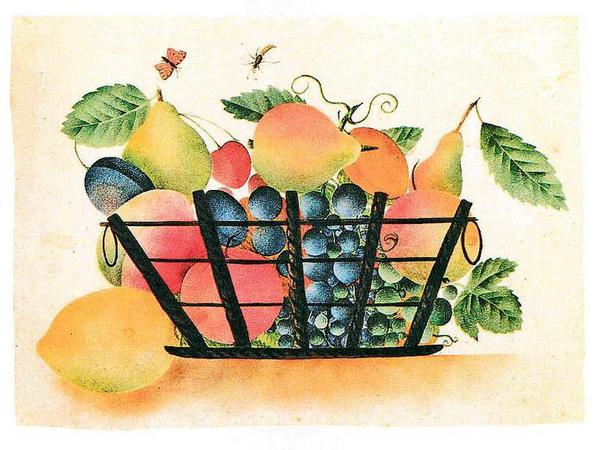 Kaspar Hauser, Cesto di frutta, acquerello