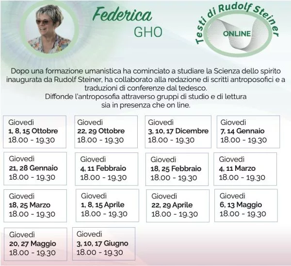 Cartolina Federica Gho - Testi Steiner 2026-27